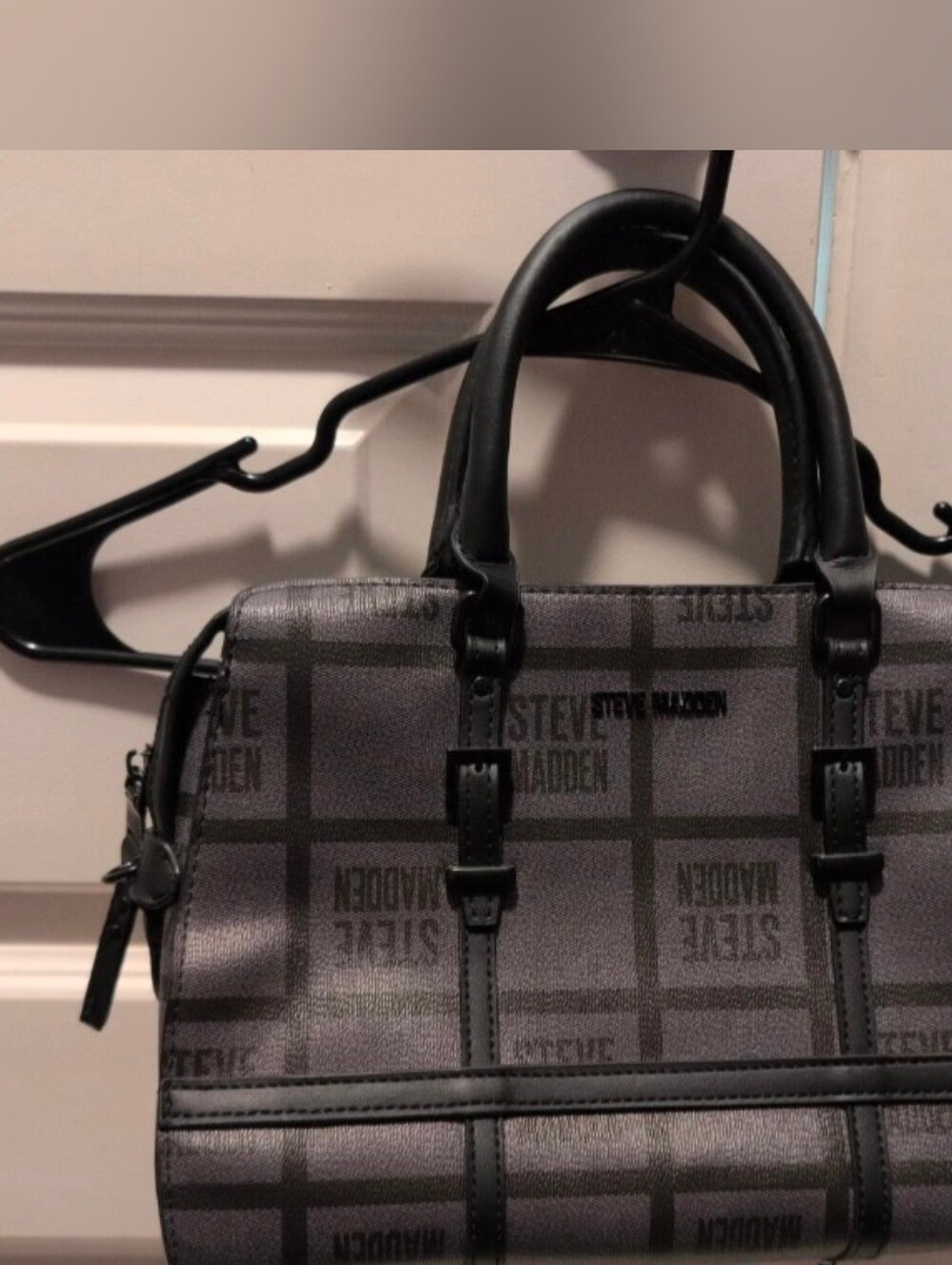 Steve Madden Gray & Black Logo Satchel Bag
